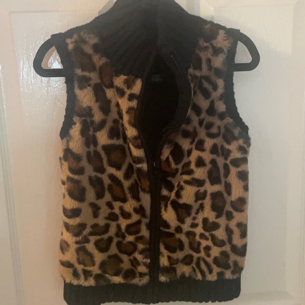 Leopard fur kids vest
